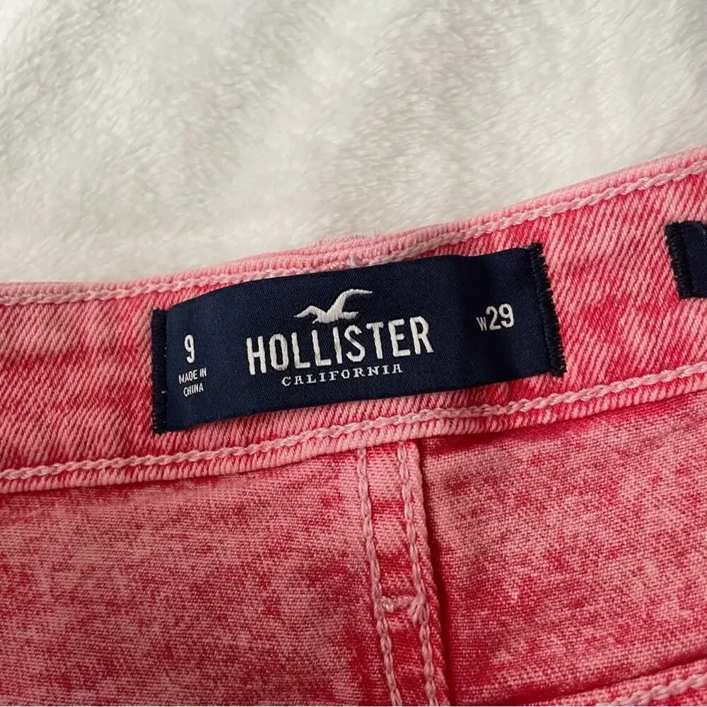 Hollister pink high rise short jean shorts mini denim size 9 29 vintage stretch